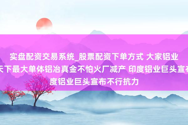 实盘配资交易系统_股票配资下单方式 大家铝业地面震！天下最大单体铝冶真金不怕火厂减产 印度铝业巨头宣布不行抗力