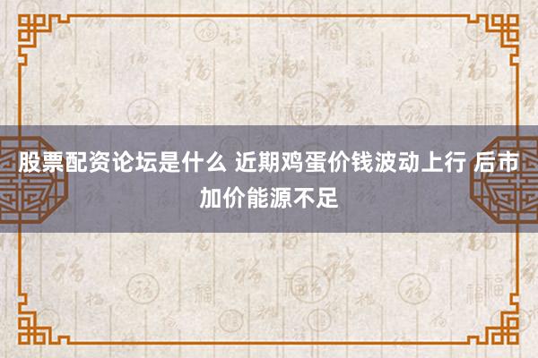 股票配资论坛是什么 近期鸡蛋价钱波动上行 后市加价能源不足
