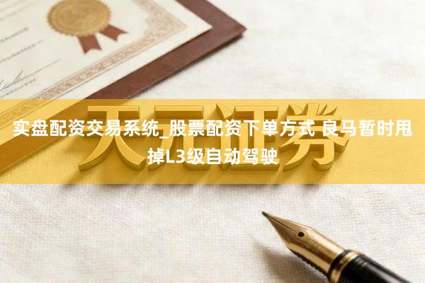 实盘配资交易系统_股票配资下单方式 良马暂时甩掉L3级自动驾驶