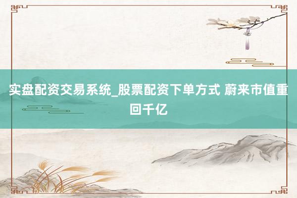 实盘配资交易系统_股票配资下单方式 蔚来市值重回千亿